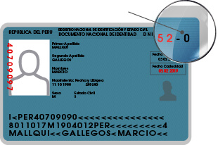 Dígito de<br>verificación en DNI